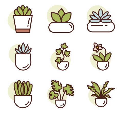 Mini Plant Drawings, Mini Design For Notes, Png Doodles Aesthetic, Aesthetic Plant Illustration, Cute Doodles Plants, Aesthetic Plant Drawing Ideas, Plants Cute Drawing, Plant Cute Drawing, Cute Drawings Plants