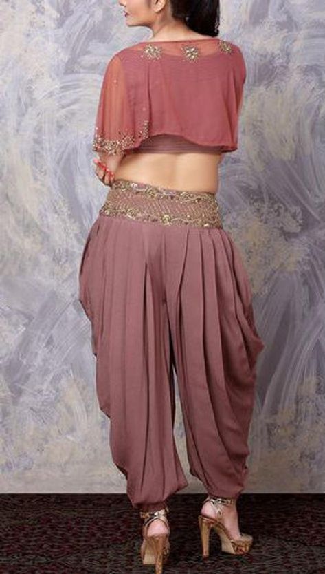 Latest Indian Traditional Dhoti Dress Beautiful Hand Crafted Hand Embroidered Dress For Women Crop Top With Dhoti, Dhoti Dress, Western Dresses For Girl, Hand Embroidered Dress, Choli Dress, Fantasy Ideas, Kids Dress Wear, Dhoti Pants, Indo Western Dress