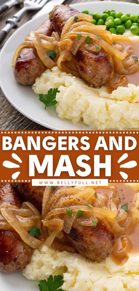 Irish Bangers And Mash Recipe, Bangers Recipe, Irish Bangers, Bangers And Mash Recipe, The Best Mashed Potatoes, Sausage And Mash, Bratwurst Recipes, Best Mashed Potatoes, Mash Recipe