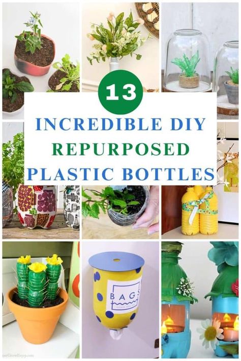 plastic bottle DIY projects Upcycle Plastic Bottles, Ideas For Recycling, Recycling Plastic Bottles, Water Bottle Crafts, Recycling Plastic, Upcycle Plastic, Reuse Plastic Bottles, Plastic Bottle Flowers, Plastic Bottle Art