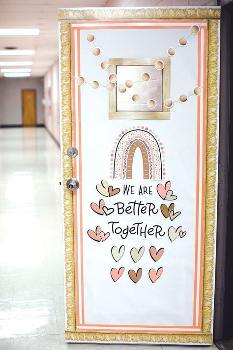 Classroom Door Ideas Boho, Rainbow Door Classroom, Boho Rainbow Classroom Theme Preschool, 2nd Grade Classroom Door Ideas, Boho Rainbow Classroom Door Ideas, Class Door Design, Class Door Decoration Ideas For Nursery, Boho Door Decor Classroom, Boho Classroom Decor Ideas Preschool