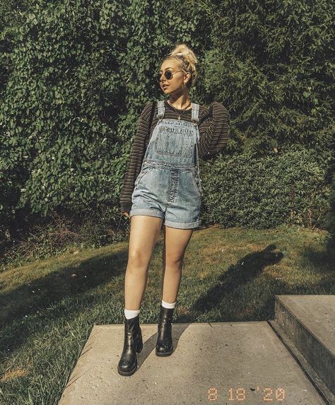 Overall Shorts Outfit Fall, Shorts And Long Sleeve, Nicole Alyse, Overall Shorts Outfit, Long Sleeve Outfits, Ready For Fall, Dungarees, Overall Shorts, Short Outfits