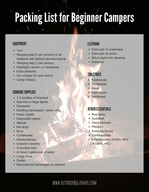 What to pack your first time camping. Use this simple packing list to make sure you have all the basics for your first camping trip, but nothing you don't need. First Camping Trip, List To Make, First Time Camping, Camping Safety, Camping Diy, Camping Packing List, Retro Camping, Camping List, Camping Places