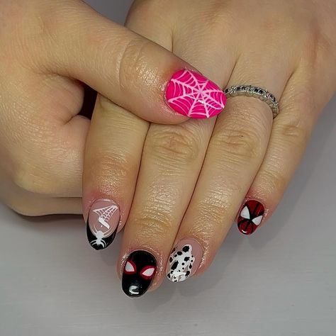 YAALLLLL across the spider verse nails 😍😍😍 Gwen is giving !! And Spot??? Are you kidding me 😍 Gel x fill plus freestyle bundle : $75 Total : $75 Across The Spider Verse Nails, Spider Verse Nails, Gwen Nails, Across The Spider Verse, The Spider, Spider Verse, Savannah Chat, Savannah, Bundles