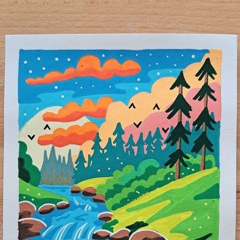 Paint Marker Drawing Ideas, Drawing Inspo Easy, Things To Draw With Posca Pens, Posca Markers Art, Marker Landscape, Posca Marker Art, Marker Drawing Ideas, Paint Poster, Art Markers Drawing