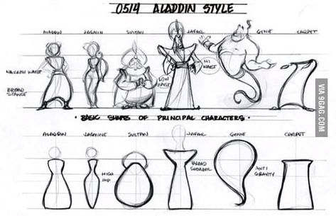 Aladdin characters basic shapes Sheridan Portfolio, Portfolio Tips, Create Cartoon Character, Character Design Disney, Aladdin Characters, Character Design Tips, Concept Sketches, Character Model Sheet, Model Sheet