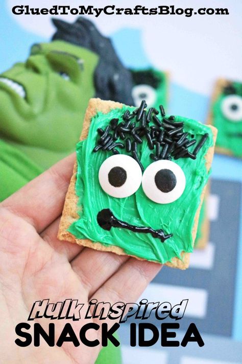 Hulk Inspired Snack Idea - Kitchen Fun For Kids Super Hero Snack Ideas, Super Hero Theme Activities For Kids, Superhero Food Ideas For Kids, Hulk Snacks, Super Hero Snacks For Kids, Super Hero Preschool Crafts, Hulk Crafts For Kids, Superhero Snack Ideas, Superhero Snacks For Kids