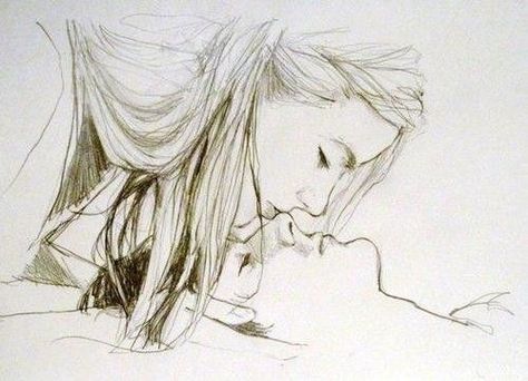 pretty A Pencil, Pencil Drawing, A Woman, Kiss, Pencil