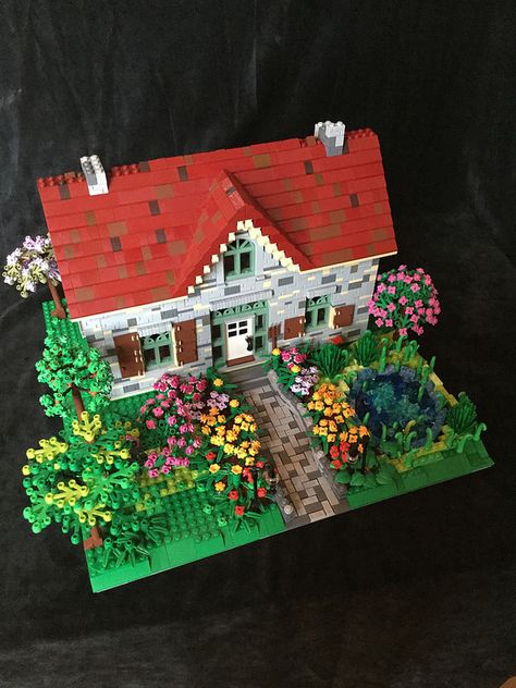 WIP Limestone House | by kjm161 Cool Lego Houses, Cute Lego Builds, Lego Aesthetic House, Lego Cottage Ideas, Cute Lego House, Lego Houses, Lego Builds, Lego Building Ideas, Lego Ideas To Build