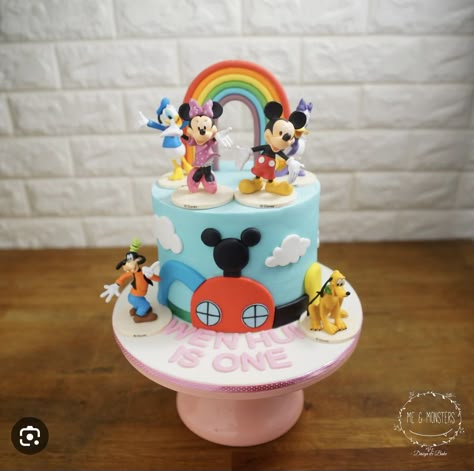 Mickey Mouse Dinosaur Cake, Minnie And Mickey Cake For Twins, Clubhouse Cake Mickey Mouse, Mickey Club House Cake, Mickey Friends Birthday Party, Mickey Mouse Club House Cakes, Mickey Mouse Clubhouse Birthday Party Cake, Twin Mickey And Minnie Birthday Cake, Mickey Theme Cake