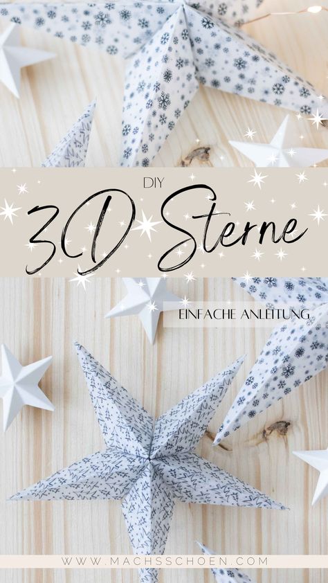 Weihnachtliche 3D-Sterne basteln Paper Star Template, Winter Kindergarten, Advent, Kindergarten, Christmas Crafts, Christmas