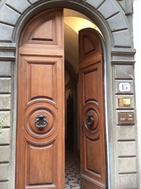 Florence, Italy Italian Doors, House Front Door Design, Custom Wood Doors, Small House Design Exterior, Classic Doors, Door Molding, Wooden Door Design, House Front Door, Door Design Interior