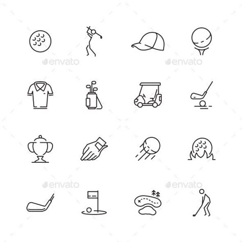 Golf Icons Golf Tattoo Minimal, Cute Golf Tattoos, Golf Ball Tattoo Ideas, Golf Club Tattoo Simple, Golf Tee Tattoo, Golf Cart Tattoo, Simple Golf Tattoo, Small Golf Tattoo, Golfing Tattoo