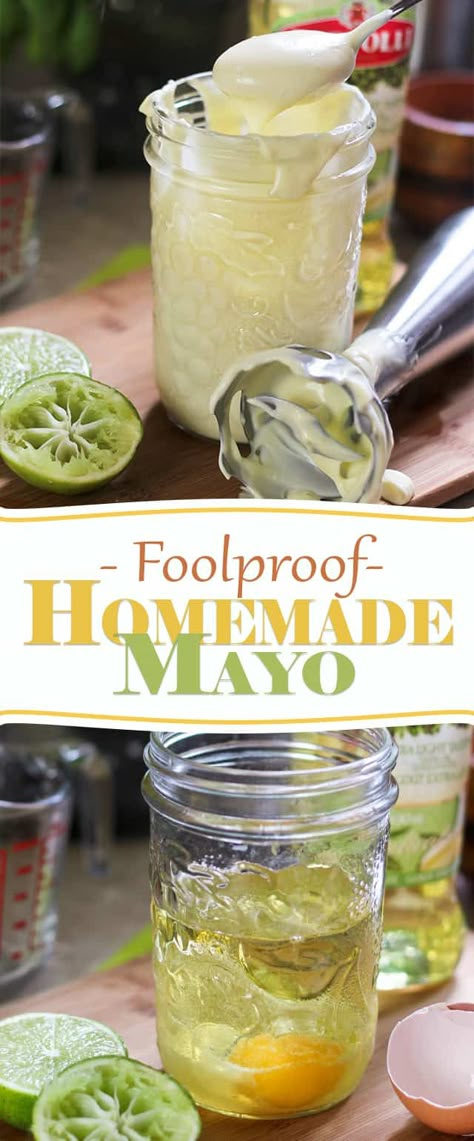 Making your own healthy , Whole30 compliant, Paleo Friendly, Homemade Mayo has never been so easy! This foolproof method is a total life changer. You'll NEVER buy store-bought mayo ever again! Immersion Blender Mayo, Whole30 Mayo, Olive Oil Mayo, Paleo Mayo, Paleo Mayonnaise, Paleo Condiments, Paleo Salad, Paleo Sauces, Keto Sauces