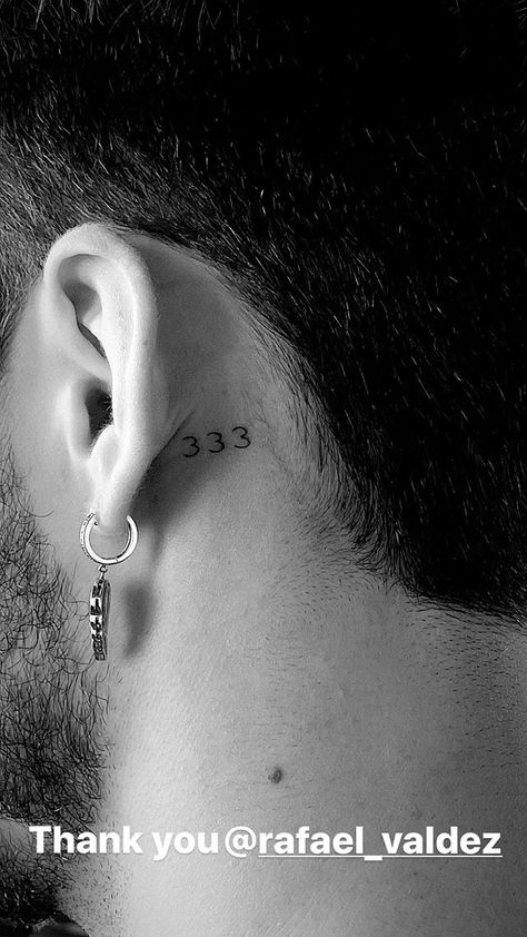 999 Behind Ear Tattoo, Font Tato, Angel Number Tattoo, Behind Ear Tattoos, Tattoo Behind Ear, Number Tattoo, Number Tattoos, Sun Tattoos, Incredible Tattoos