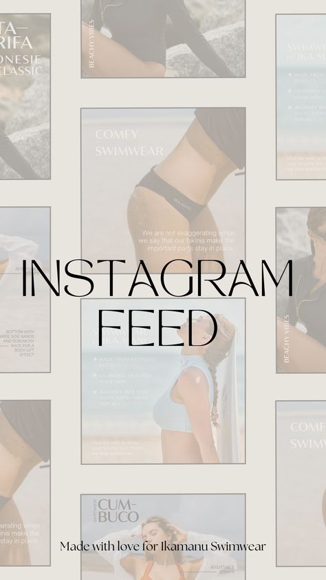 Instagram feed design for a swimwear brand, with aesthetic vintage tropical style. Swimwear Brand Instagram Feed, Swimwear Instagram Feed, Swimwear Packaging, Campaigns Ideas, Swimwear Instagram, Instagram Feed Design, Ig Photos, Brand Aesthetic, Vintage Tropical