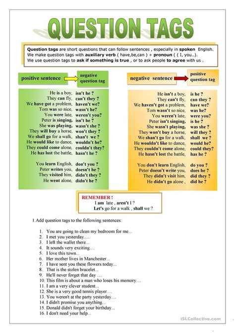 Question tags - English ESL Worksheets Onomatopoeia Activities, Question Tag, Homophones Worksheets, Homework Worksheets, English Club, Grammar English, English Grammar Rules, Esl Teaching Resources, Teaching English Grammar