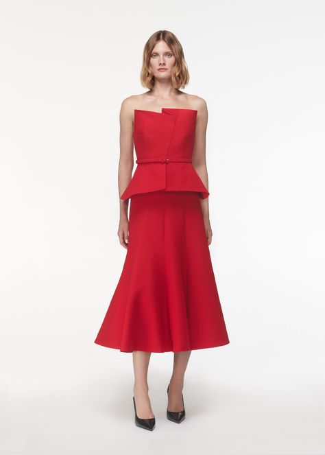 Designer Dresses and Gowns for Women Roland Mouret Dress, Peplum Midi Dress, Midi Dress Fall, Gowns For Women, Silk Midi Dress, Roland Mouret, Lined Skirt, Bridal Shop, Fitted Bodice