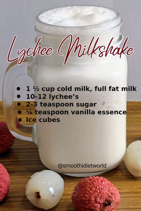 Lychee Smoothie, March Recipes, Lemon Smoothie, Lychee Juice, Coconut Milk Ice Cream, Lychee Fruit, Diet Guide, Breakfast Snacks, Vanilla Essence