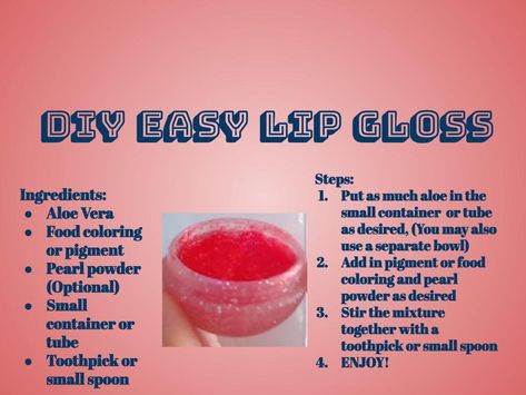 Lip Gloss Making At Home, Easy Diy Skincare Products, Lip Gloss At Home Diy, How To Make Your Own Lip Gloss Easy Diy, Diy Lip Gloss At Home, How To Make Diy Lip Gloss At Home, Homemade Lipgloss Recipe, Home Made Lip Gloss Recipes, How To Make Your Own Lip Gloss Homemade