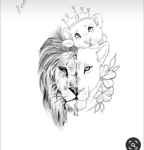 Tattoos Dedicated To Your Kids, Lions Family, Lion Art Tattoo, Pumpkin Tattoo, Nightmare Before Christmas Tattoo, Family Tattoo Designs, Cool Wrist Tattoos, Lion Family, Baby Art Projects