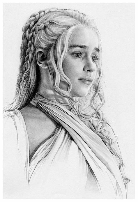 Daenerys Targaryen Drawing, Game Of Thrones Drawings, Dessin Game Of Thrones, Daenerys Targaryen Art, Game Of Thrones Artwork, Realistic Pencil Drawings, Targaryen Art, Sketches Pencil, 얼굴 그리기