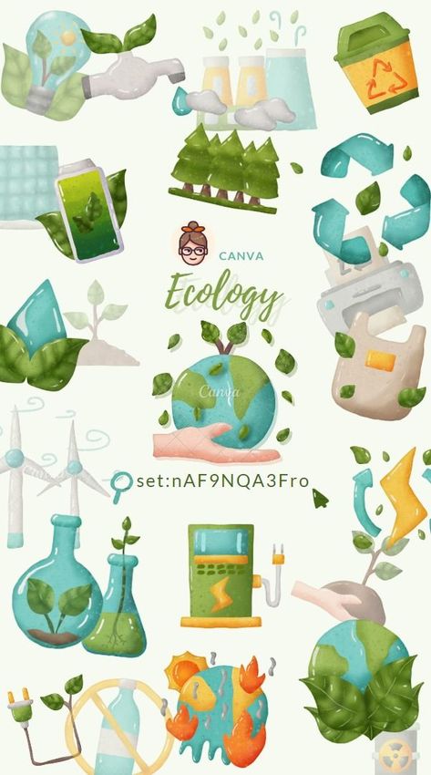 Ecology Watercolor chineseelementcanva Canva Earth Elements, Sustainability Icon Design, Canva Free Elements, Font Canva Lettering, Canva Keywords, Ecology Design, Graphic Shapes Design, Keyword Elements Canva, Desain Buklet