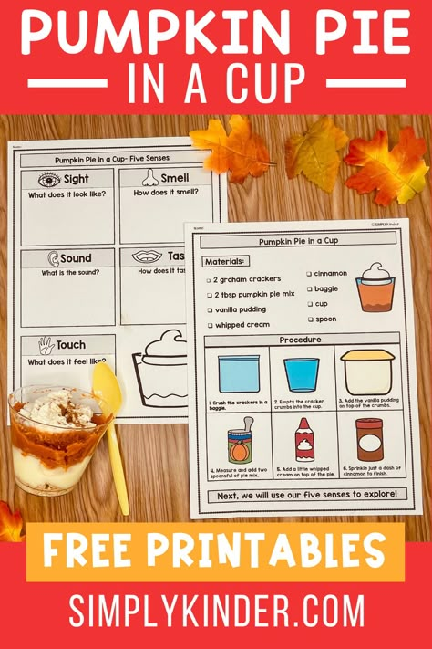 Pie Tasting Activity, Friendsgiving For Kindergarten, Pumpkin Pie In A Cup Recipe, Pumpkin Pie In A Cup, Pie In A Cup, Thanksgiving Stem Activities, Pie Craft, Thanksgiving Stem, November Ideas