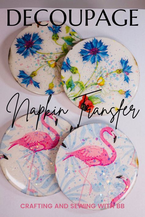 Decoupage Coasters Diy, Wood Decoupage Ideas, Decoupage Plates Napkins, Decoupage Ideas For Beginners, Wooden Coaster Ideas, Candle Display Retail, Napkin Crafts, Elementary Crafts, Wood Coasters Diy