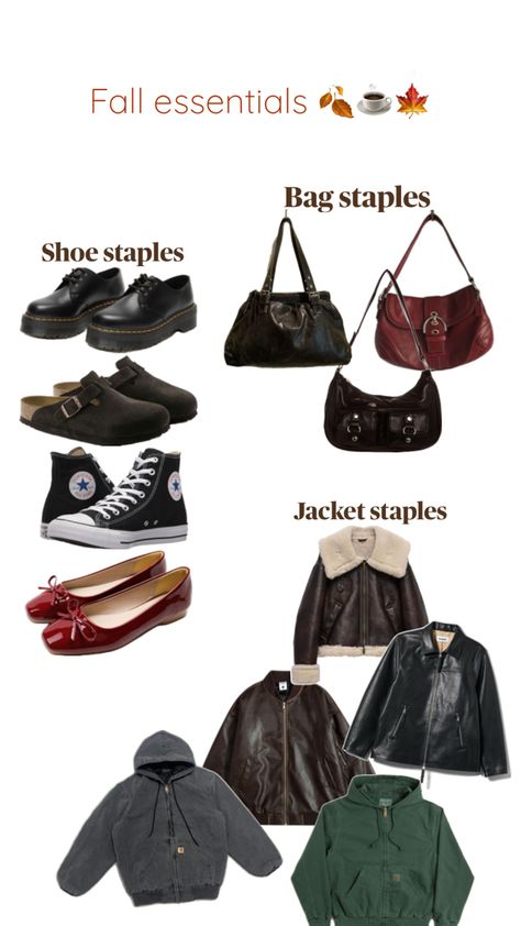 Bags, jackets, and shoes for fall 2024 fashion! Staple Shoes, Cozy Fall Outfits, Fall Inspo, Fall Essentials, Essential Bag, Cozy Fall, Staple Pieces, Fall Fashion, Must Haves