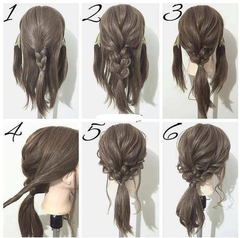 Easy Cute Hair Styles, Elegant Braid Hairstyles, Hair Style Korea, Hairstyles For Medium Length Hair Easy, Hair Arrange, Easy Hairstyle, Peinados Fáciles Para Cabello Corto, Hair Tutorials Easy, Front Hair Styles