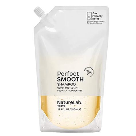 NatureLab. TOKYO Perfect Smooth Shampoo: Eco-Friendly Refill Pouch: Weightless Frizz Control for Smoother, Healthier Hair and Scalp I 22.9 FL OZ / 680ml Quinoa Protein, Refill Pouch, Stimulate Hair Follicles, Frizz Free Hair, Marula Oil, Healthier Hair, Color Shampoo, Healthy Scalp, Moisturizing Shampoo