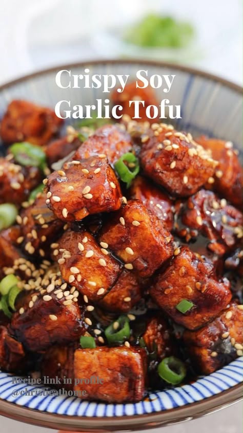 Asian Crispy Soy Garlic Tofu Crispy Soy Garlic Tofu, Fried Tofu Stir Fry, Garlic Tofu Stir Fry, Stir Fried Tofu Recipes, How To Cook Tofu Easy, How To Make Fried Tofu, The Best Tofu Recipes, Easy Pan Fried Tofu, Stirfry Tofu Recipes