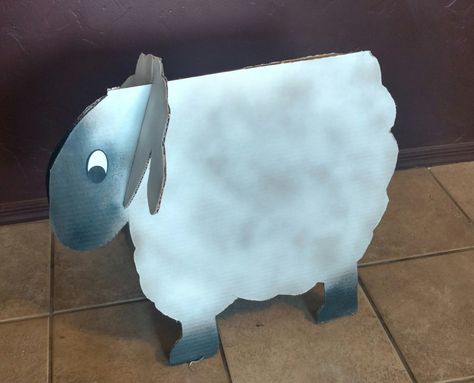 Cardboard sheep Sheep Template, Living Nativity, Ag Day, Bethlehem Christmas, Sheep Crafts, Diy Nativity, Bible Activities For Kids, Christmas Program, Farm Animal Birthday