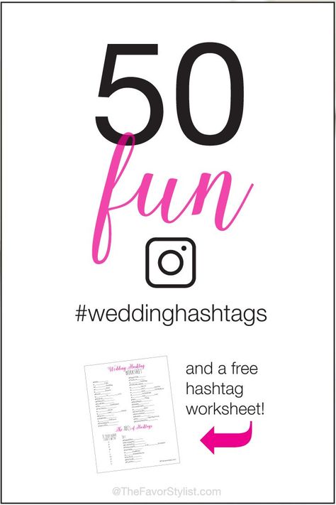 Coming up with that original wedding hashtag isn’t as easy as it used to be. Forget the hashtag generators and try on these 50 fun wedding hashtag ideas! Make sure to click for your free hashtag worksheet and make it even easier to create that one-of-a-ki Wedding Hastags Idea, Wedding Hashtag Ideas Generator, Wedding Hashtag Ideas Creative, Cute Wedding Hashtags, Funny Wedding Hashtags, Wedding Hashtag Ideas, Byron Wedding, Hashtag Ideas, Hashtag Generator