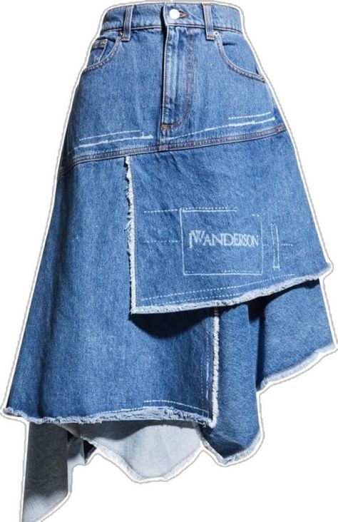 Gonna Jeans, Diy Denim Skirt, Drop Shoulder Shirt, Denim Skirt Outfits, Denim Diy, Jeans Diy, Jw Anderson, Denim Midi Skirt, Denim Skirts