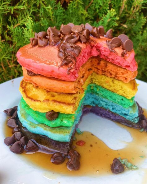 Rainbow Pancakes, Homemade Brunch, You Deserve It, Go Ahead, Chocolate Chips, You Deserve, Chocolate Chip, Pancakes, Chips