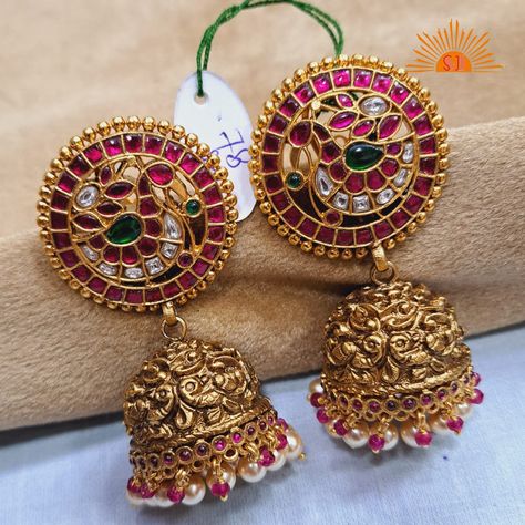 Kgf Jewellery, Kundan Studs Earrings, Bharatnatyam Dress, Gold Buttalu, Artificial Earrings, Kundan Studs, Kundan Jhumka, Indian Jhumka, Pearl Earrings Designs