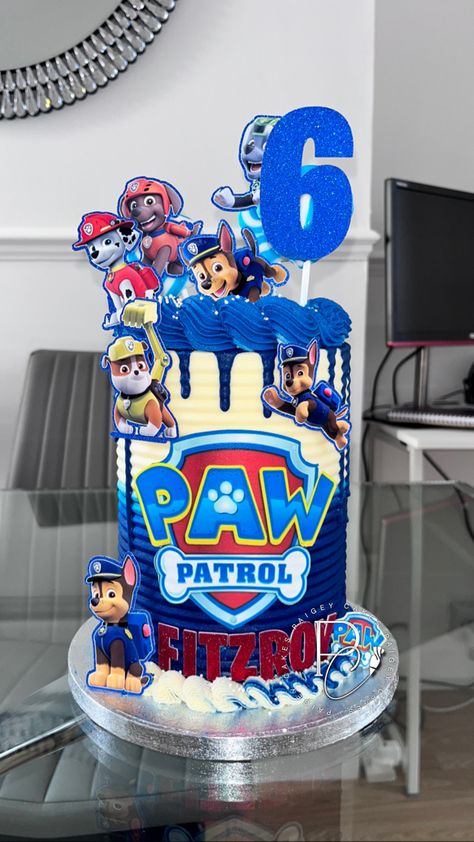 Blue Paw Patrol Cake, Paw Patrol Cake Ideas Boys, Chase Birthday Party, Chase Paw Patrol Cake, Paw Patrol Chase Cake, Chase Cake, Papas Birthday, Paw Patrol Birthday Cake Boys, Paw Patrol Birthday Party Cake