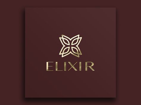 Elixir Luxury Logo Design - Flower Logo- Gold Color Logo by Jishan - Branding Agency Elixir Logo Design, Elixir Logo, Logo Color Combinations, Flower Logo Design, Luxury Logo Design, Flower Logo, Design Flower, Color Logo, Luxury Logo