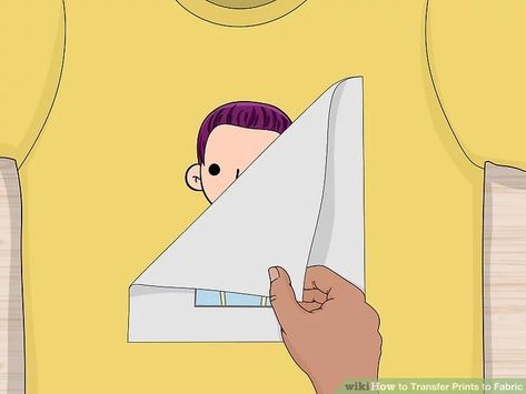 3 Simple Ways to Transfer Prints to Fabric - wikiHow T Shirt Transfers Diy, Printing On Fabric Design Ideas, How To Put Print On Shirt, How To Put Pictures On Shirts, Iron On Transfer Shirts Diy, Image Transfer To Fabric, Transfer Paper Shirt Ideas, Diy Shirt Design, T Shirt Tutorial