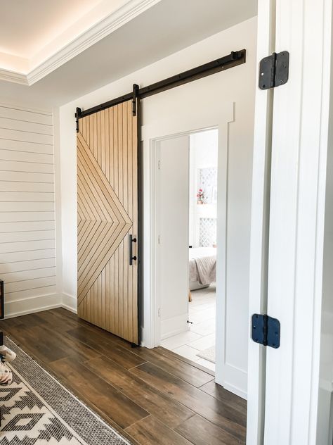 Barn Doors Sliding Closet, Sliding Door On Rail, Modern Farmhouse Sliding Doors, Sliding Door Modern, Sliding Ceiling Door, Modern Sliding Bathroom Door, Barn Sliding Doors In The House, Barn Door In The House, Barn Doors In Bedroom Master Bathrooms