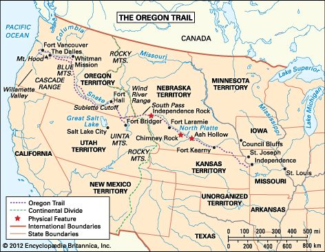 Map/Still Oregon Trail Map, Oregon Trail Pioneers, Northern Oregon, Oregon Lakes, Fort Laramie, Genealogy Map, Independence Missouri, California Trail, Santa Fe Trail