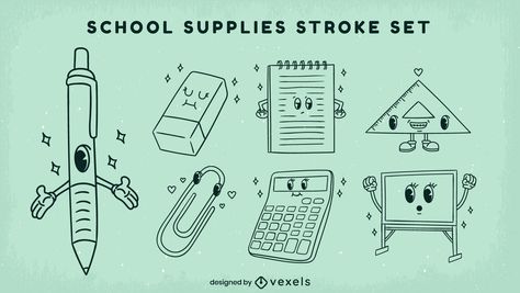 School supplies characters retro cartoon stroke Retro Cartoon Style, Retro Cartoon, Poster Layout, Retro Cartoons, Silhouette Art, Cartoon Style, Cartoon Styles, T Shirt Design, Cartoon Characters