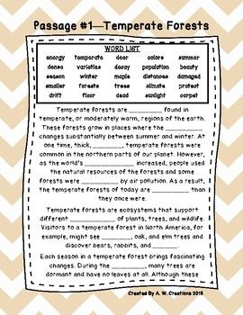 These are 35 Sixth Grade Cloze Reading Passages. The passages include missing words that students fill in from the word bank. There is an answer key included.Directions: Read the words in the box above the passageRead the passageReread the passage and write one of the words from the box on each line... Letter L Words, Cloze Passages, Reading Fluency Passages, Cloze Activity, Reading Wonders, Fluency Passages, Word Boxes, Printable Lesson Plans, The Passage