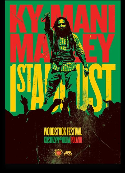 Kymani Marley, Reggae Music Posters, Bob Marley Concert, Ky Mani Marley, Afrika Bambaataa, Bob Marley Art, Woodstock Festival, Sound Art, Poster Design Inspiration