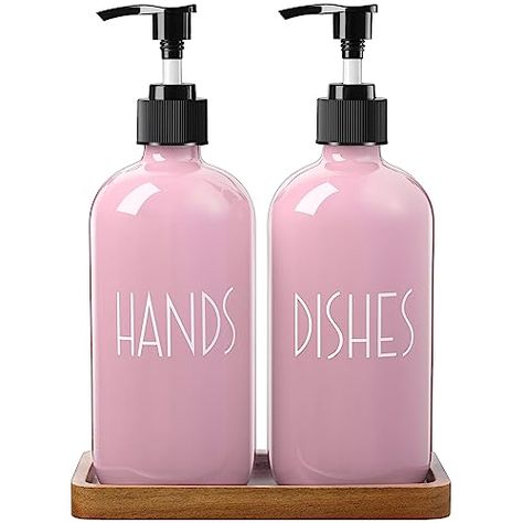 Lavender Kitchen Decor, Dish Soap Dispenser Kitchen, Lavender Kitchen, Soap Dispenser Set, Kitchen Sink Caddy, Pink Kitchen Decor, Pink Dishes, Dish Soap Dispenser, Hand Soap Dispenser