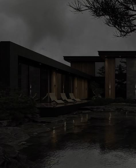 Dark Naturalism Aesthetic, Black Mansion, Dark Home Aesthetic, Dream Dark, Mansion Aesthetic, Dark Forest Aesthetic, Black Interior Design, Dark House, Night Scenery