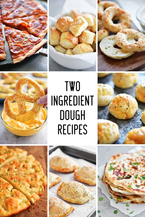 Two Ingredient Dough Recipes, Two Ingredient Dough, Pumpkin Pizza, 2 Ingredient Dough, Cheap Snack, 2 Ingredient Recipes, Bite Size Snacks, Two Ingredient, Homemade Bagels