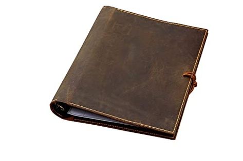 Amazon.com: leather 2 inch 3 ring presentation binder portfolio organizer, vintage leather notepad document folder hard cover letter size L23B05S : Handmade Products Leather Notepad, Document Folder, Family Photo Album, Documents Organization, Sewing Leather, Amazon Handmade, Stitching Leather, Cover Letter, Letter Size